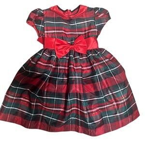 Sorbet Red and Green Plaid Kids Formal Dress 2T
